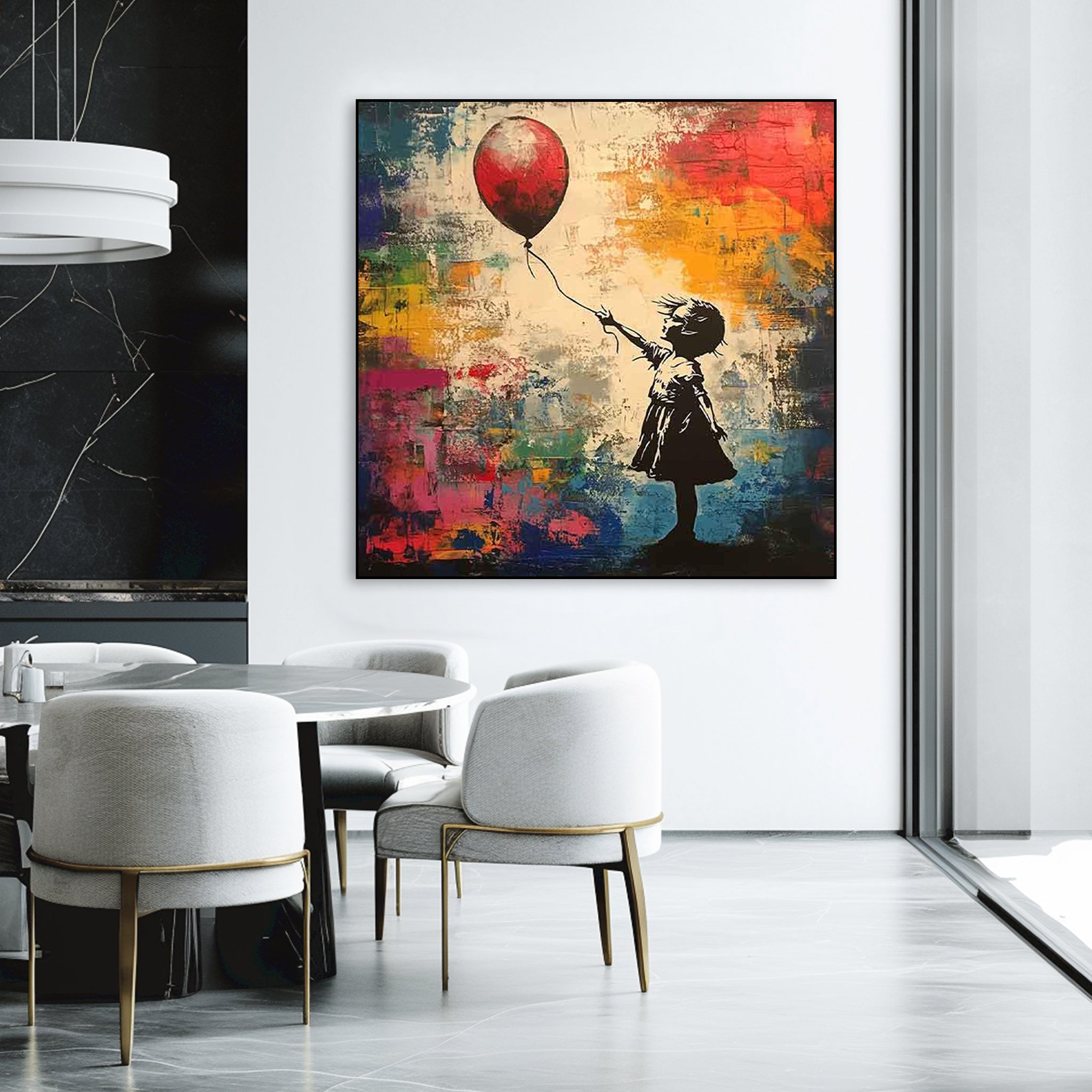 Lost Balloon — Graffiti Girl Street Art Oil Painting, Banksy-Inspired Wall Art