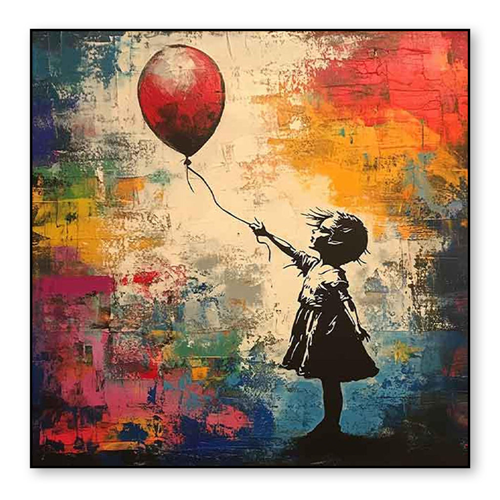 Lost Balloon — Graffiti Girl Street Art Oil Painting, Banksy-Inspired Wall Art