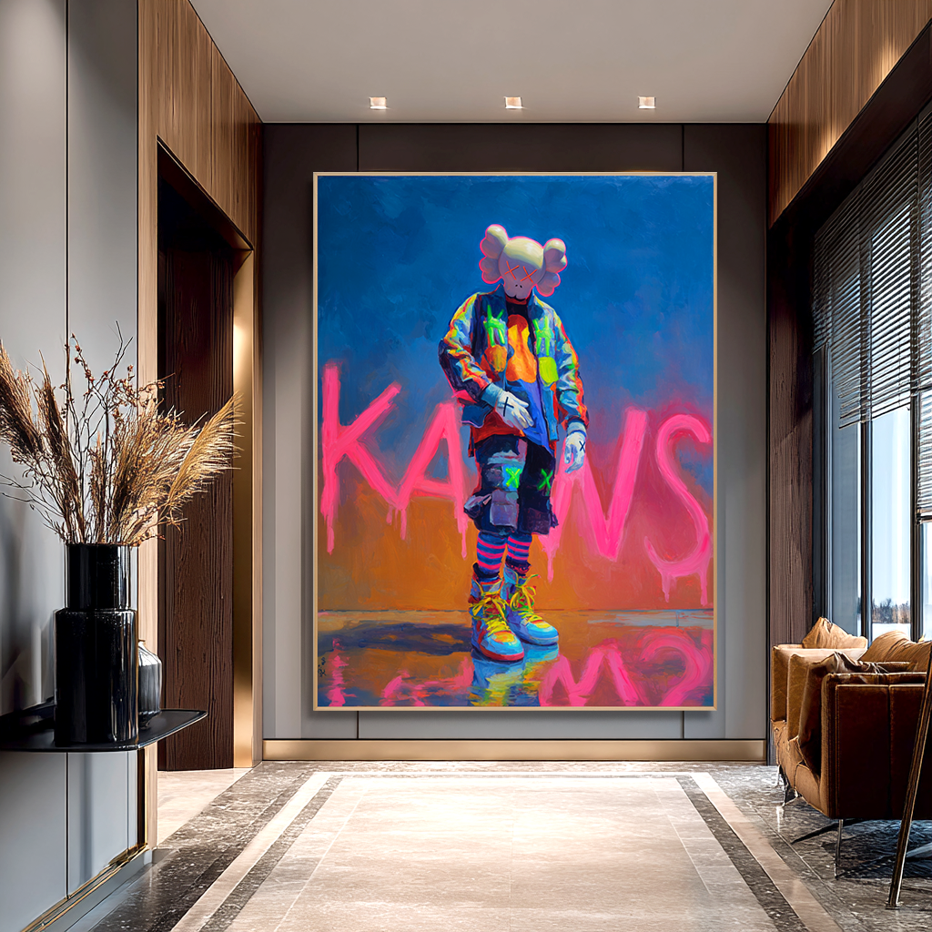Neon Drift - KAWS Inspired Street Pop Oil Painting