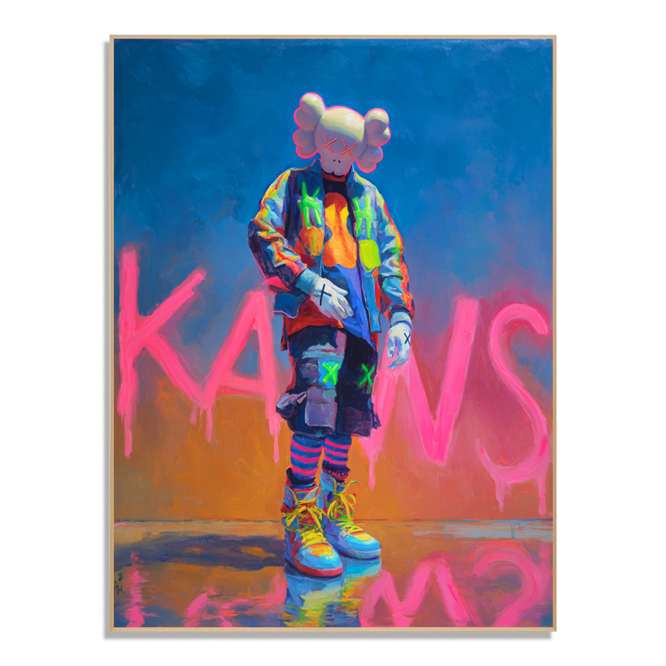 Neon Drift - KAWS Inspired Street Pop Oil Painting
