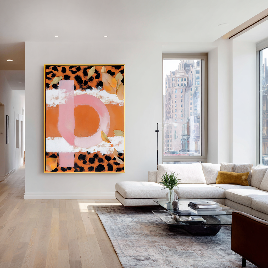 Wild Echo — Abstract Leopard Print Wall Art, Modern Pink & Orange Canvas Décor