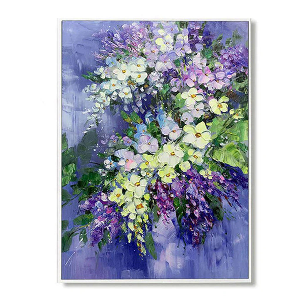 purple flower painting on canvas for modern decor