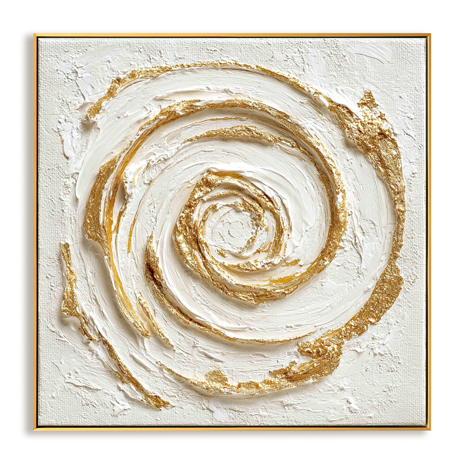 Golden Vortex — 3D Textured Abstract Spiral Canvas Art, Modern Wall Décor