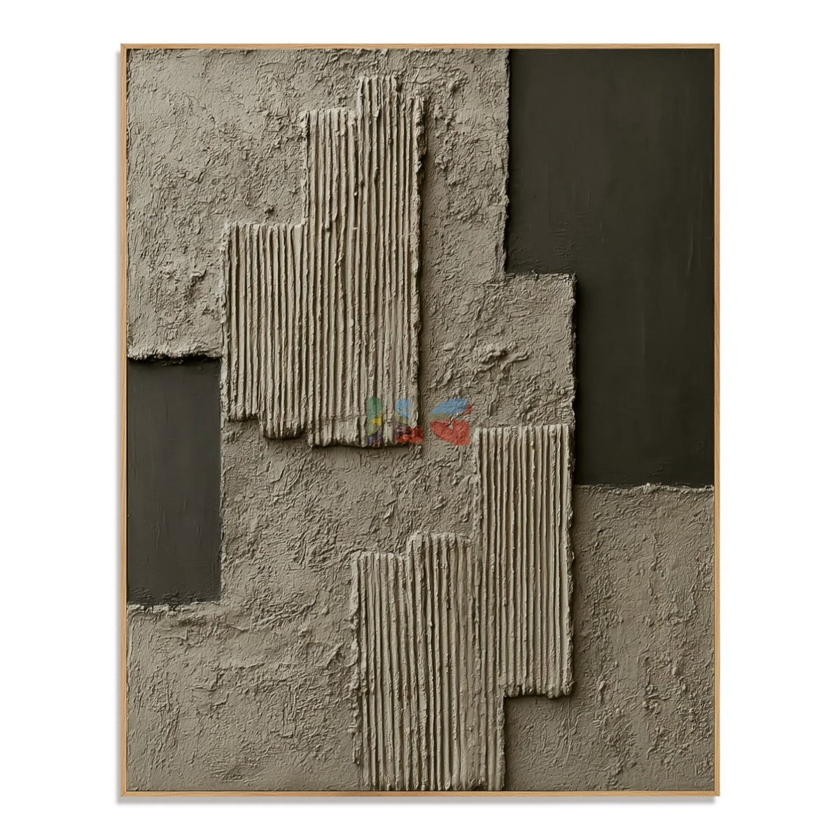 Architectural Layers – Taupe and Charcoal Sculptural Textured Abstract Wall Art