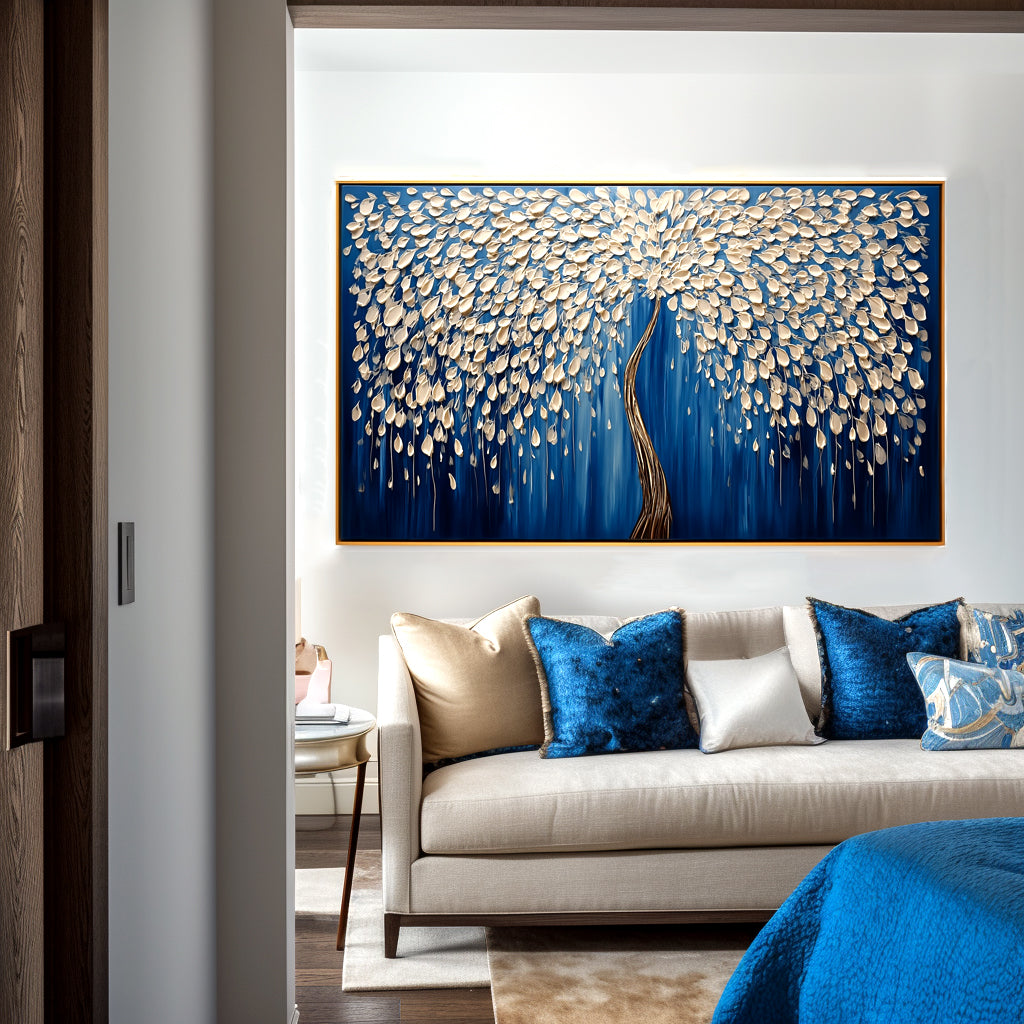 Celestial Bloom – Textured Abstract Tree Oil Painting
