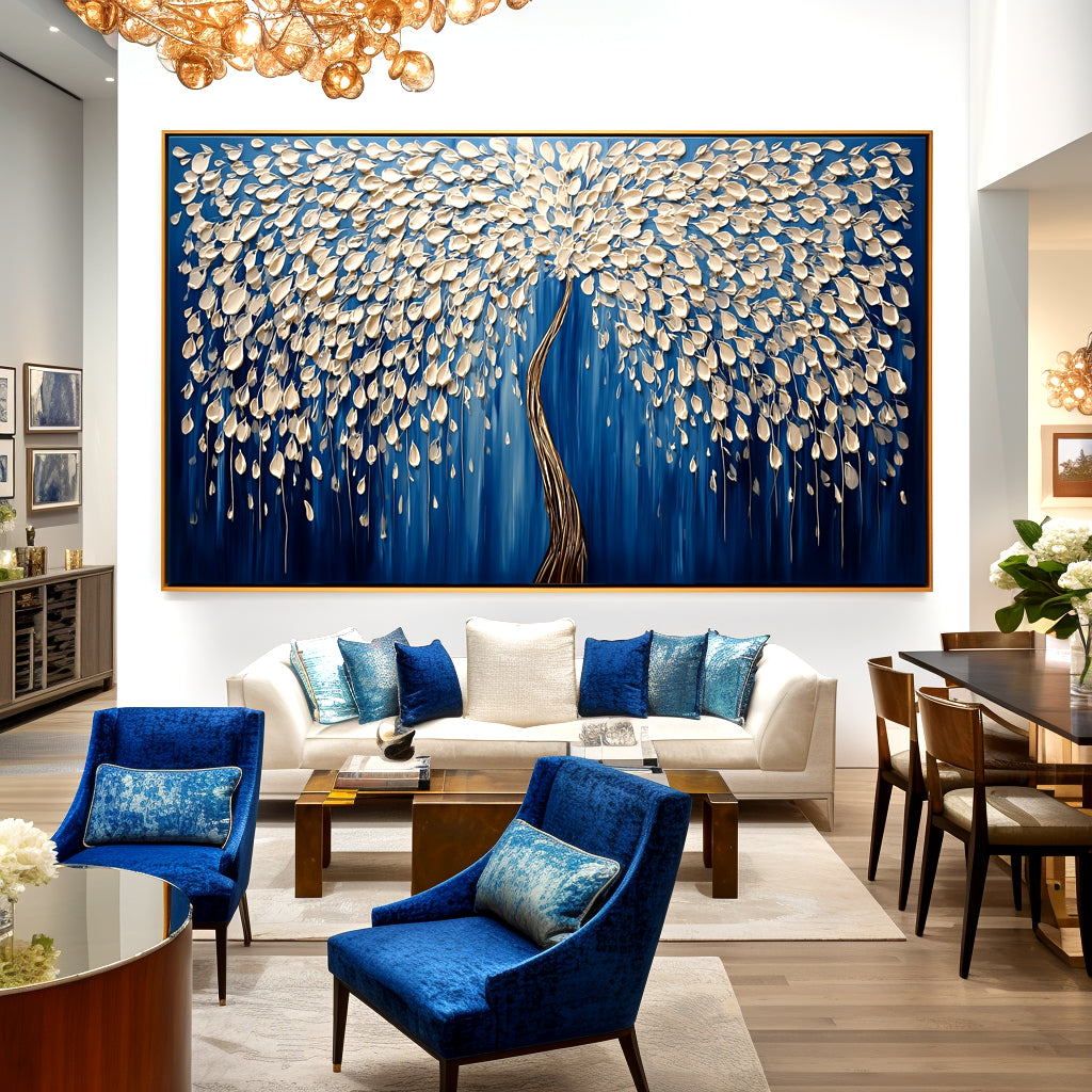 Celestial Bloom – Textured Abstract Tree Oil Painting