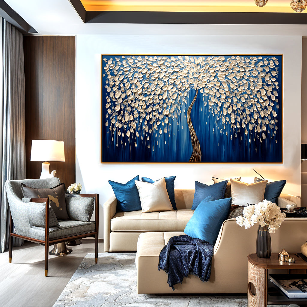 Celestial Bloom – Textured Abstract Tree Oil Painting