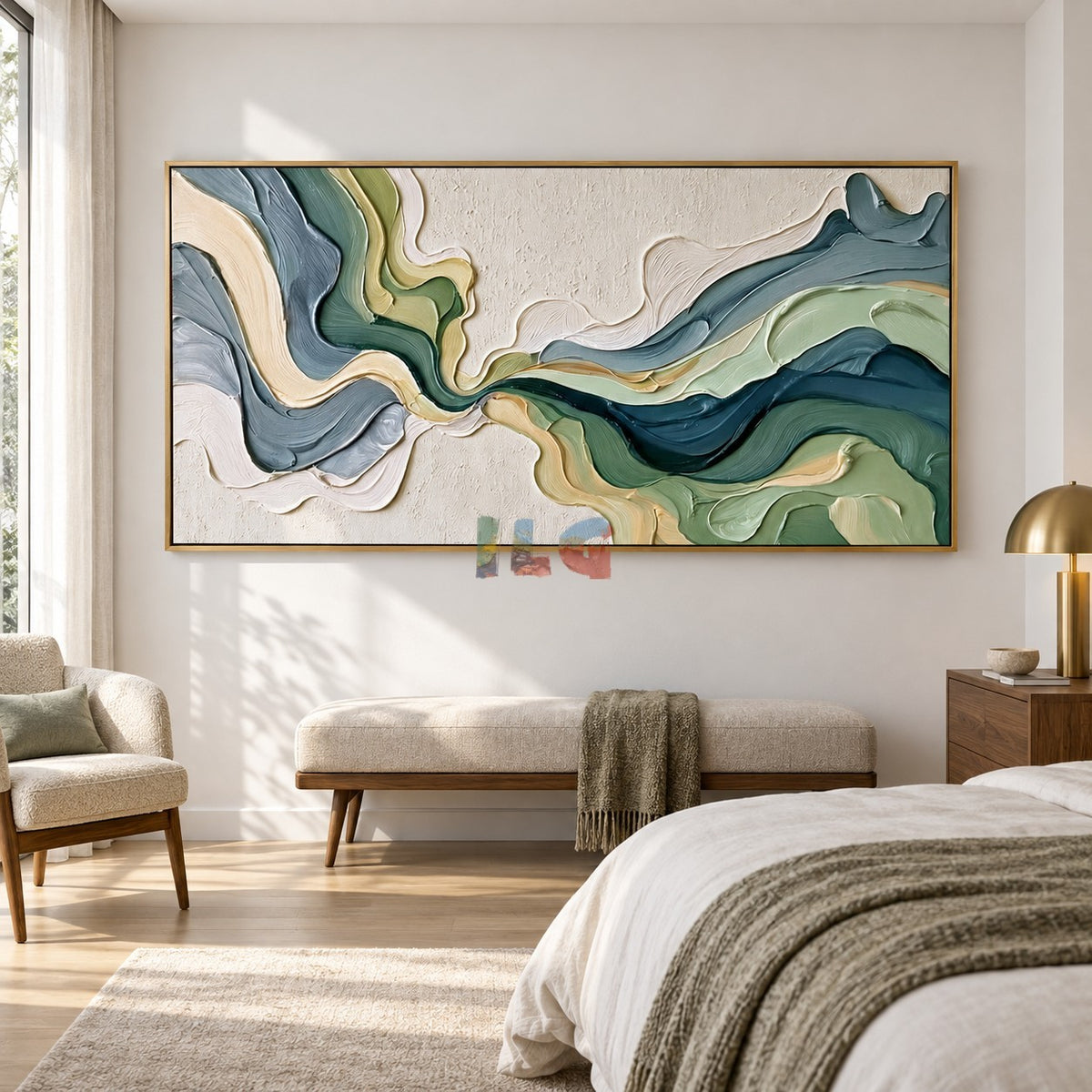 Flowing Sage Harmony – Abstract Organic Textured Wall Art