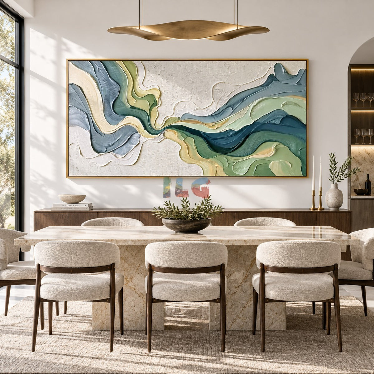 Flowing Sage Harmony – Abstract Organic Textured Wall Art