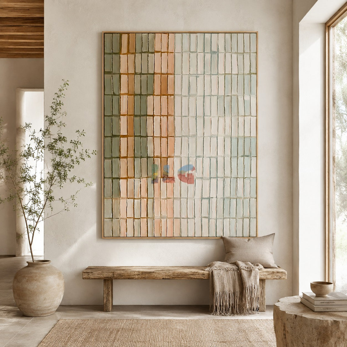 Linen Block Sequence – Neutral Textured Abstract Wall Art