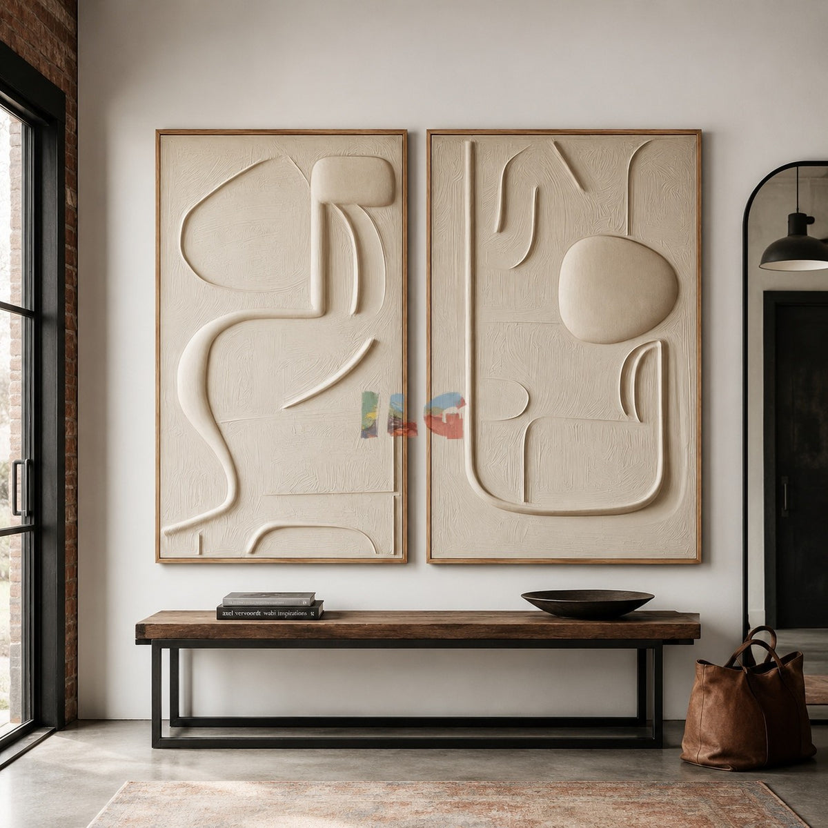 Neutral Abstract Texture Wall Art Set | Minimalist Hand-Painted Canvas Diptych