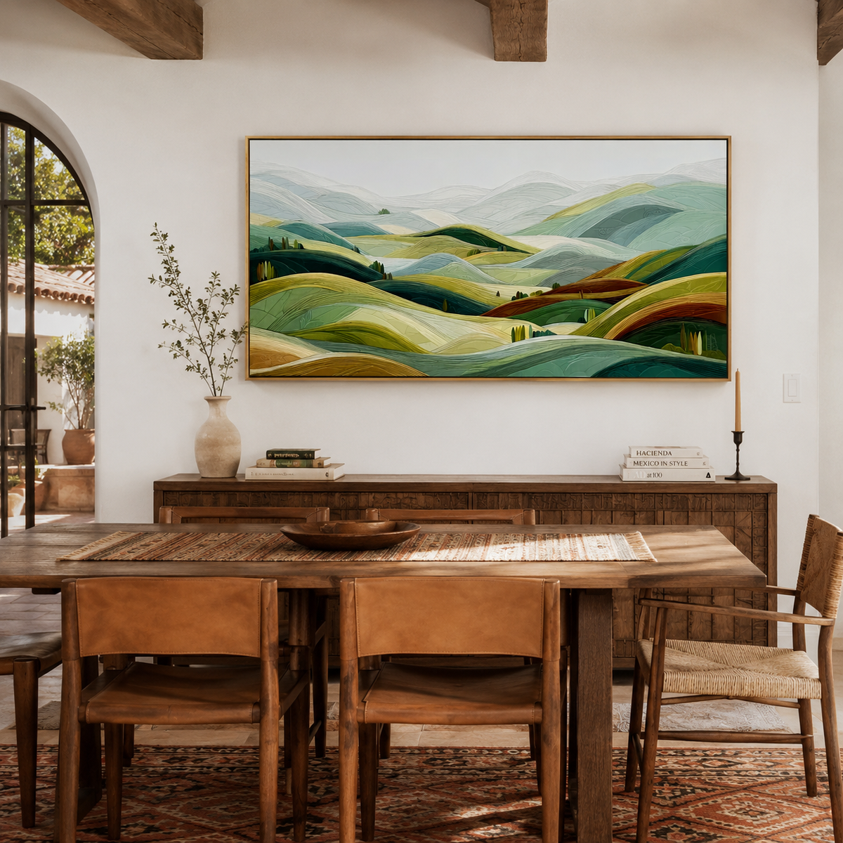 Verdant Horizon Layers – Contemporary Abstract Landscape Wall Art