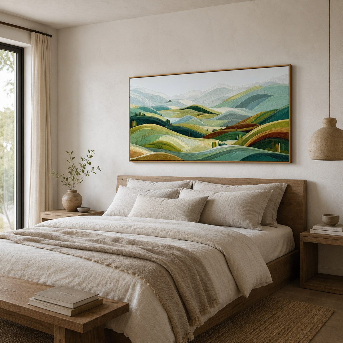 Verdant Horizon Layers – Contemporary Abstract Landscape Wall Art