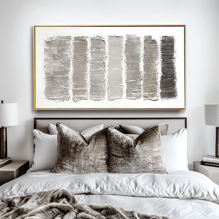 Rhythm Grid – Neutral Geometric Textured Abstract Painting