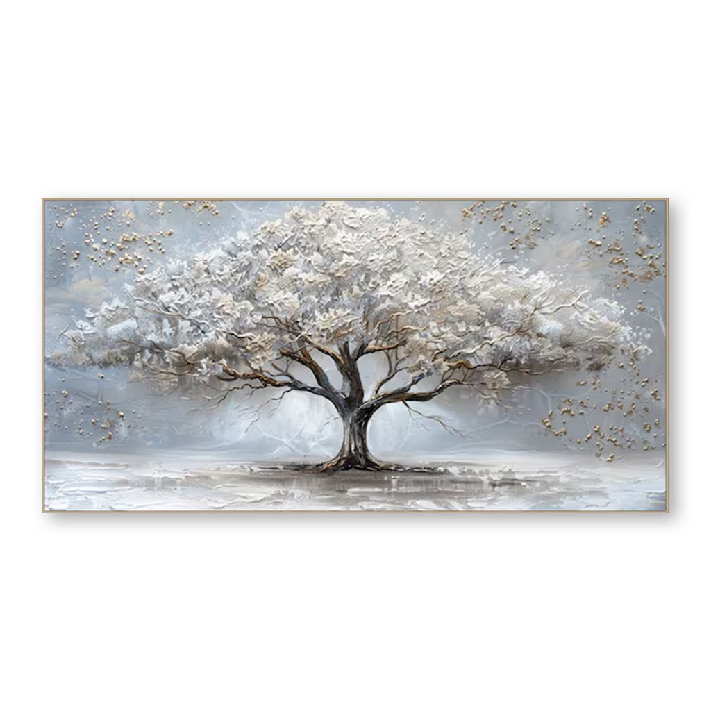 Luminous Haven – Textured Abstract Tree Oil Painting