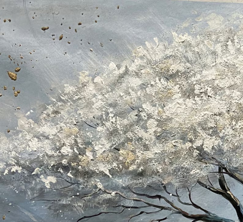 Luminous Haven – Textured Abstract Tree Oil Painting