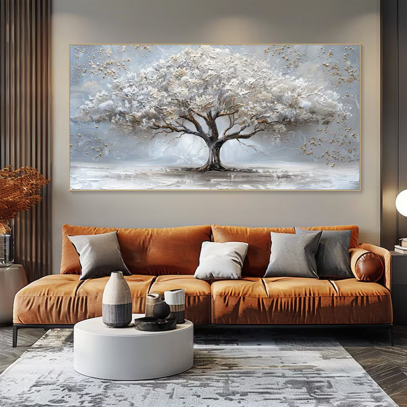 Luminous Haven – Textured Abstract Tree Oil Painting