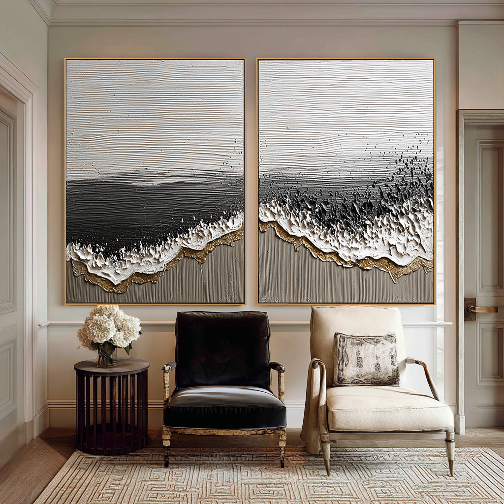 Coastal Harmony – Hand-Painted Textured Ocean Canvas Art