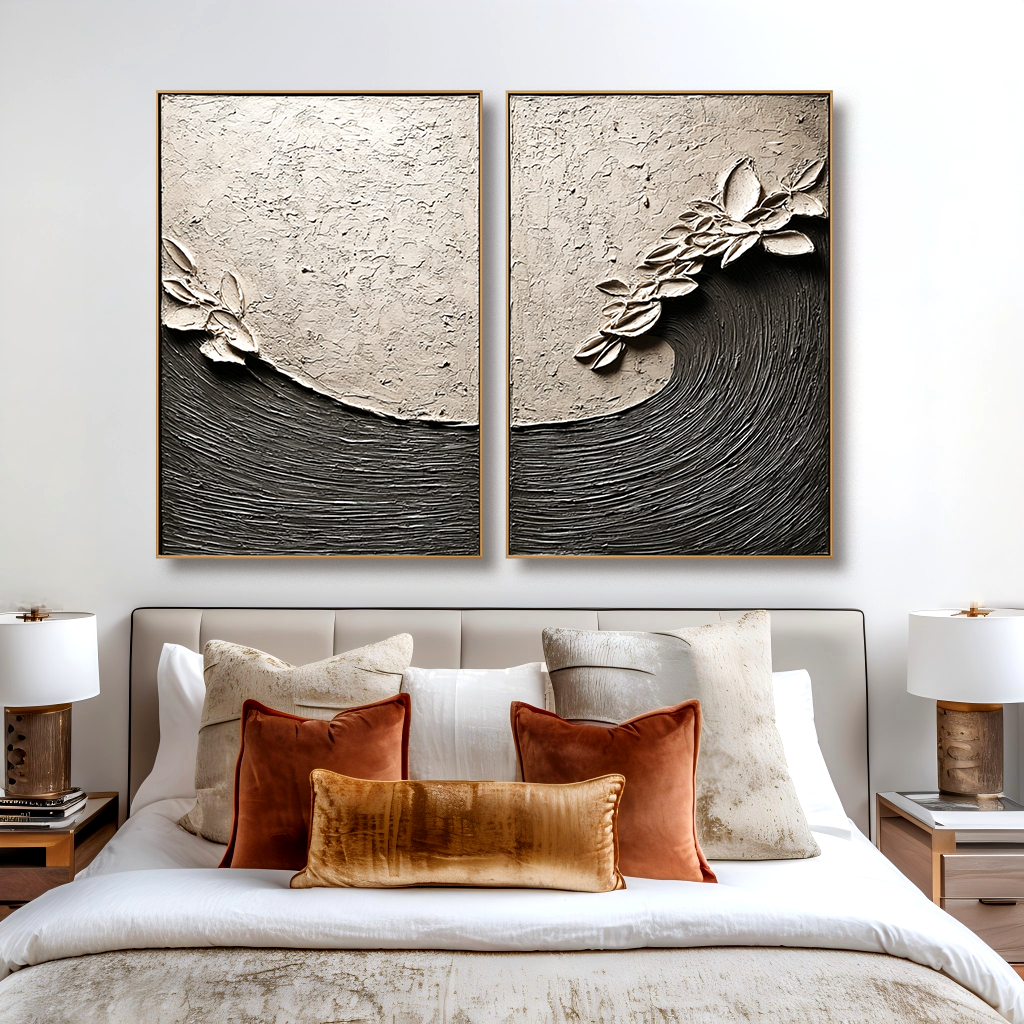 Echo of the Tide – Textured Abstract Diptych Wall Art