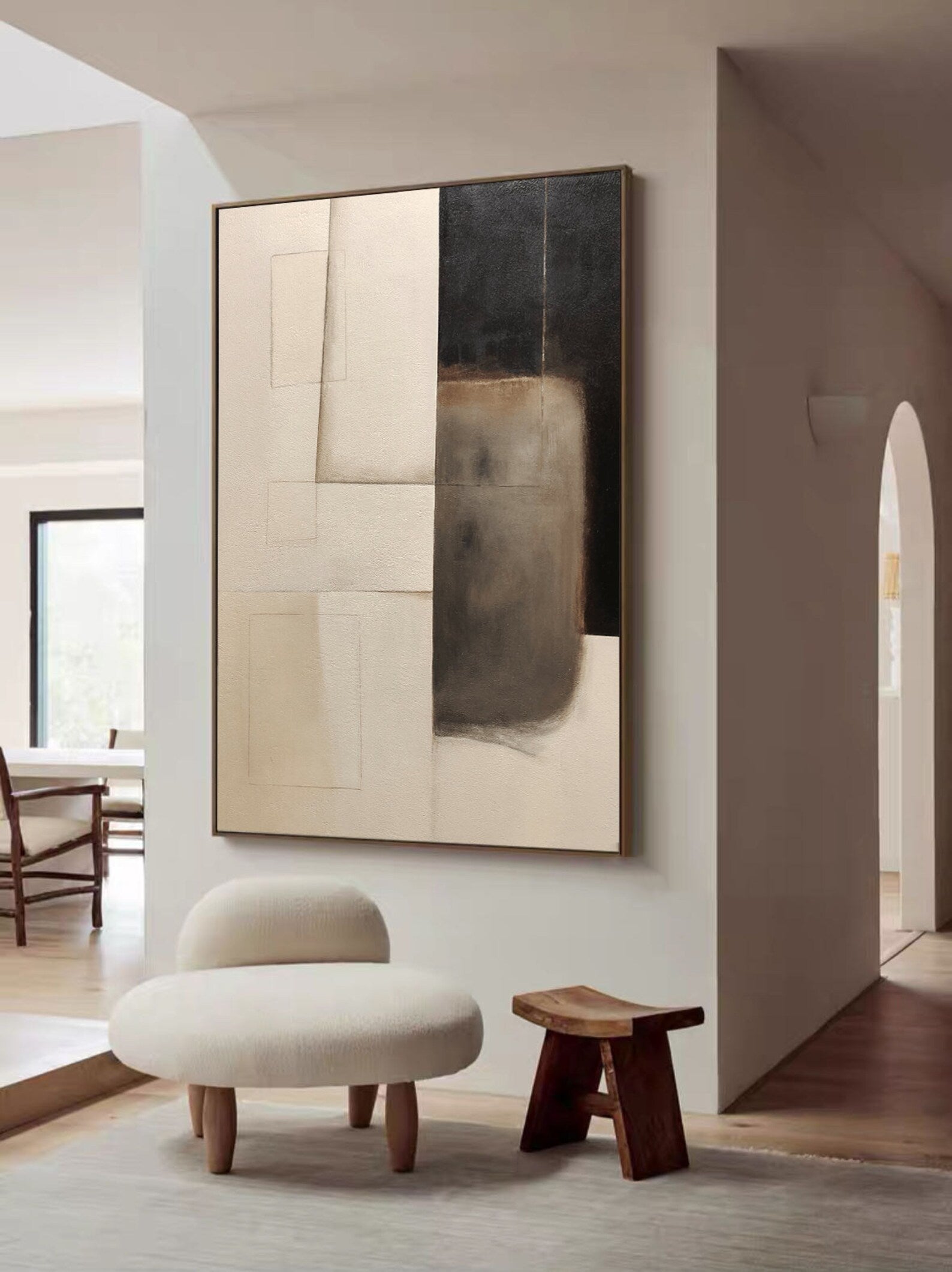 Held in Contrast – Wabi-Sabi Textured Abstract Wall Art