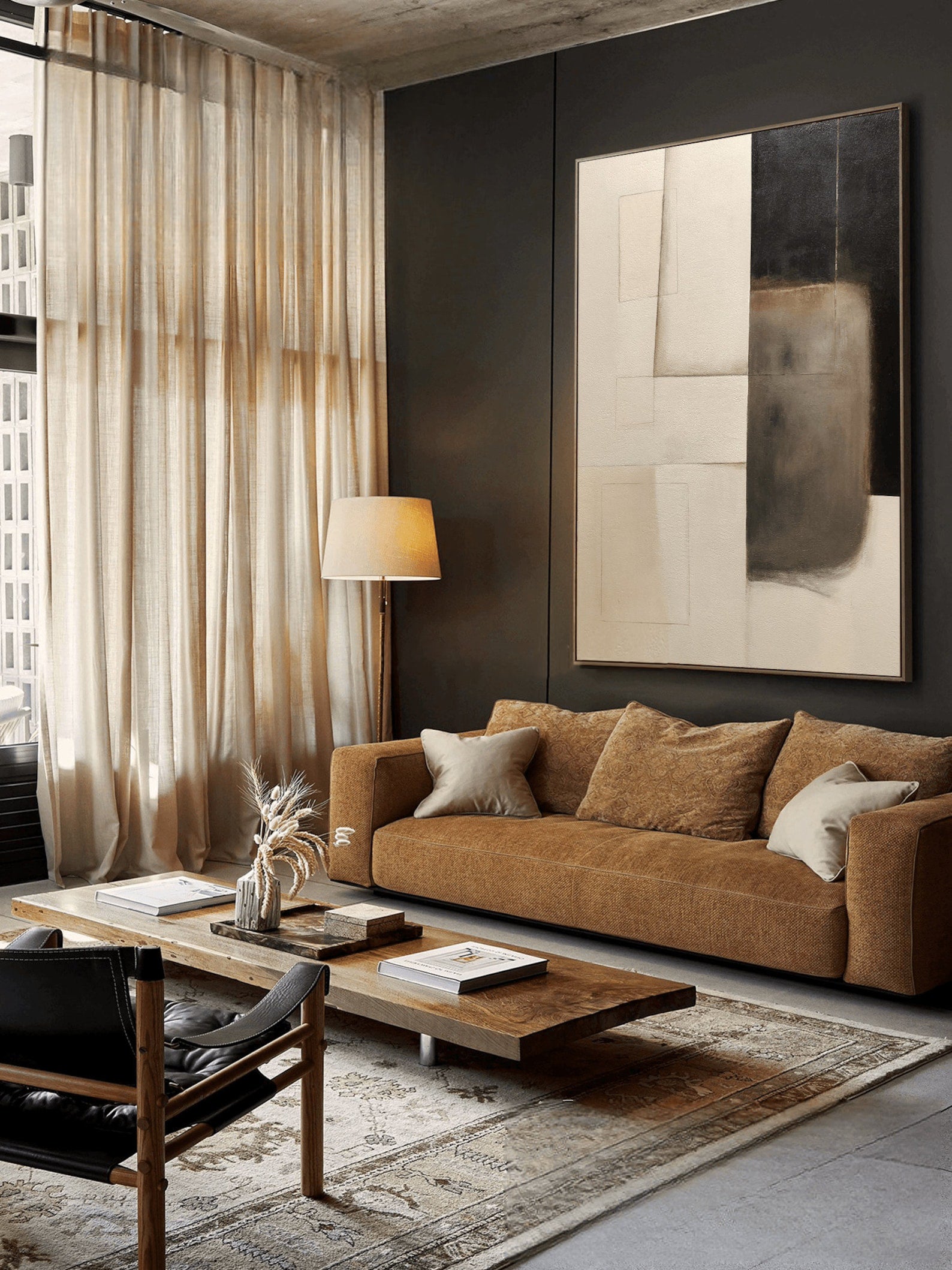 Held in Contrast – Wabi-Sabi Textured Abstract Wall Art