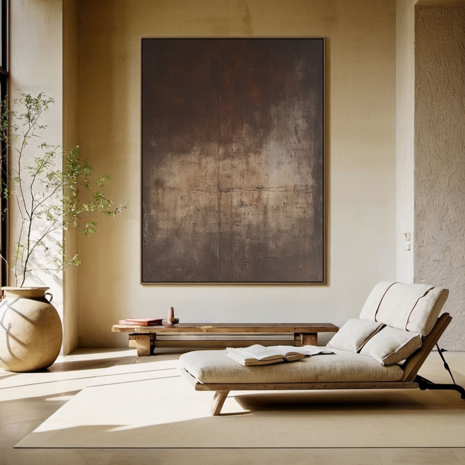 Quiet Interval – Textured Abstract Wall Art with Calm Vertical Presence