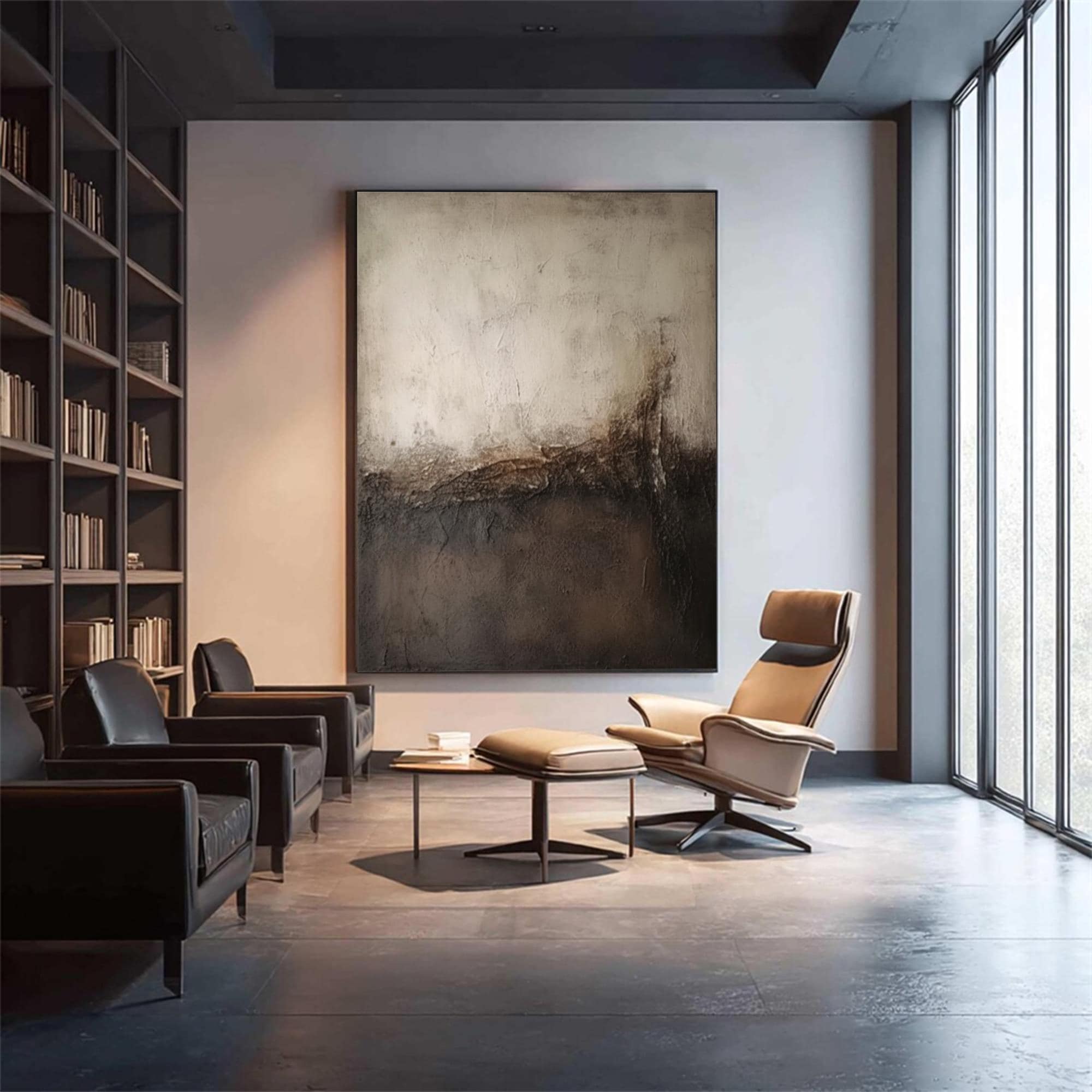 Soft Divide – Wabi-Sabi Textured Abstract Wall Art with Gentle Horizon