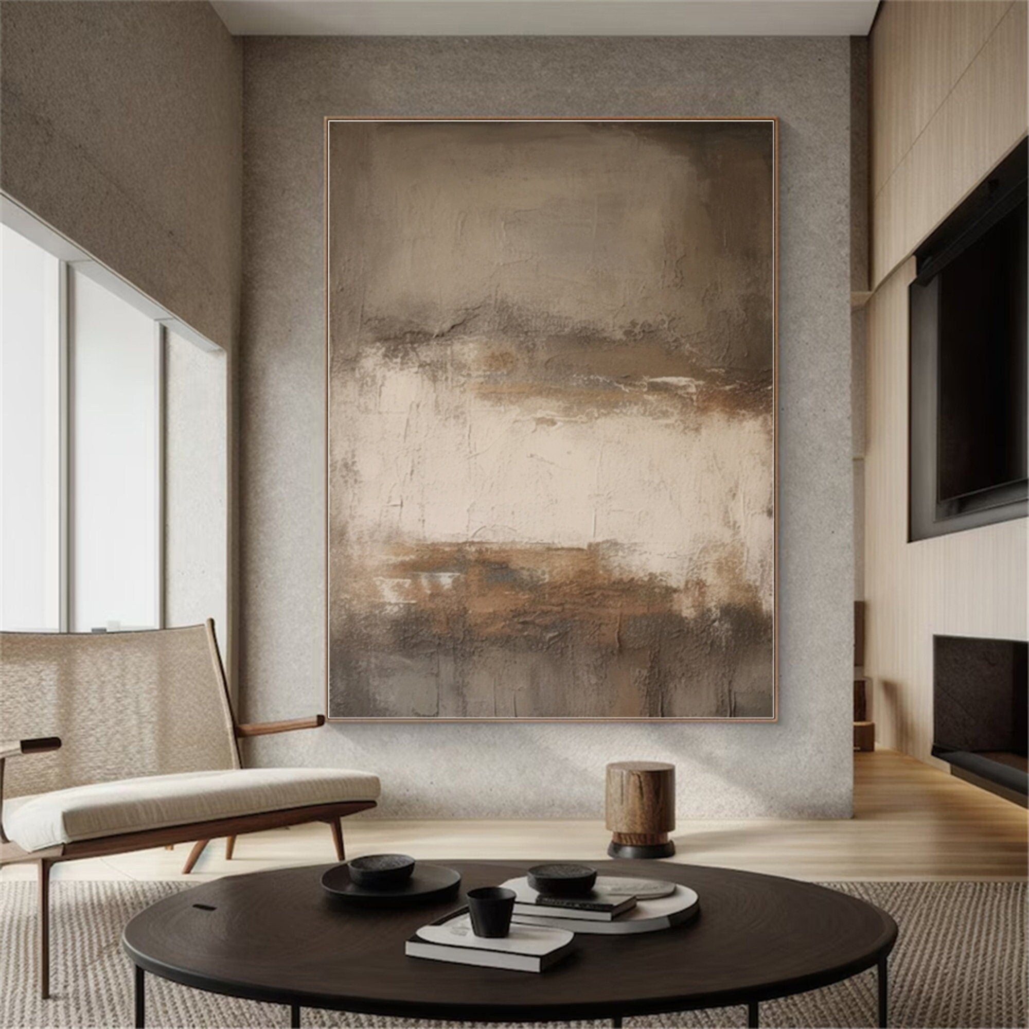 Desert Haze – Large Minimalist Abstract Textured Canvas Wall Art for Modern Living Room