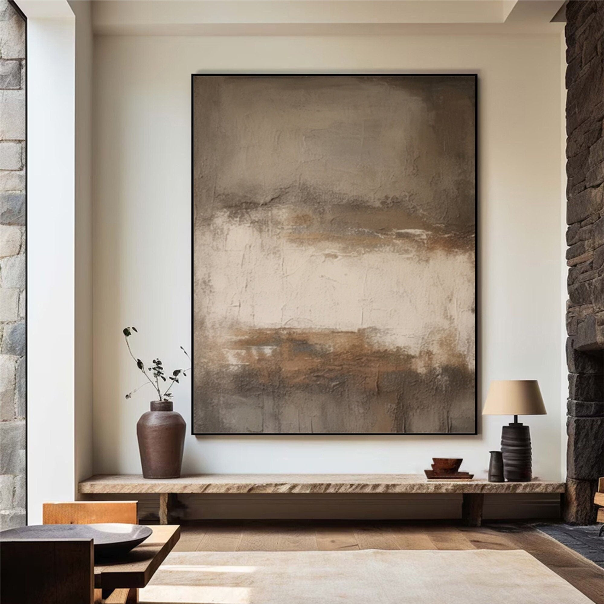 Desert Haze – Large Minimalist Abstract Textured Canvas Wall Art for Modern Living Room