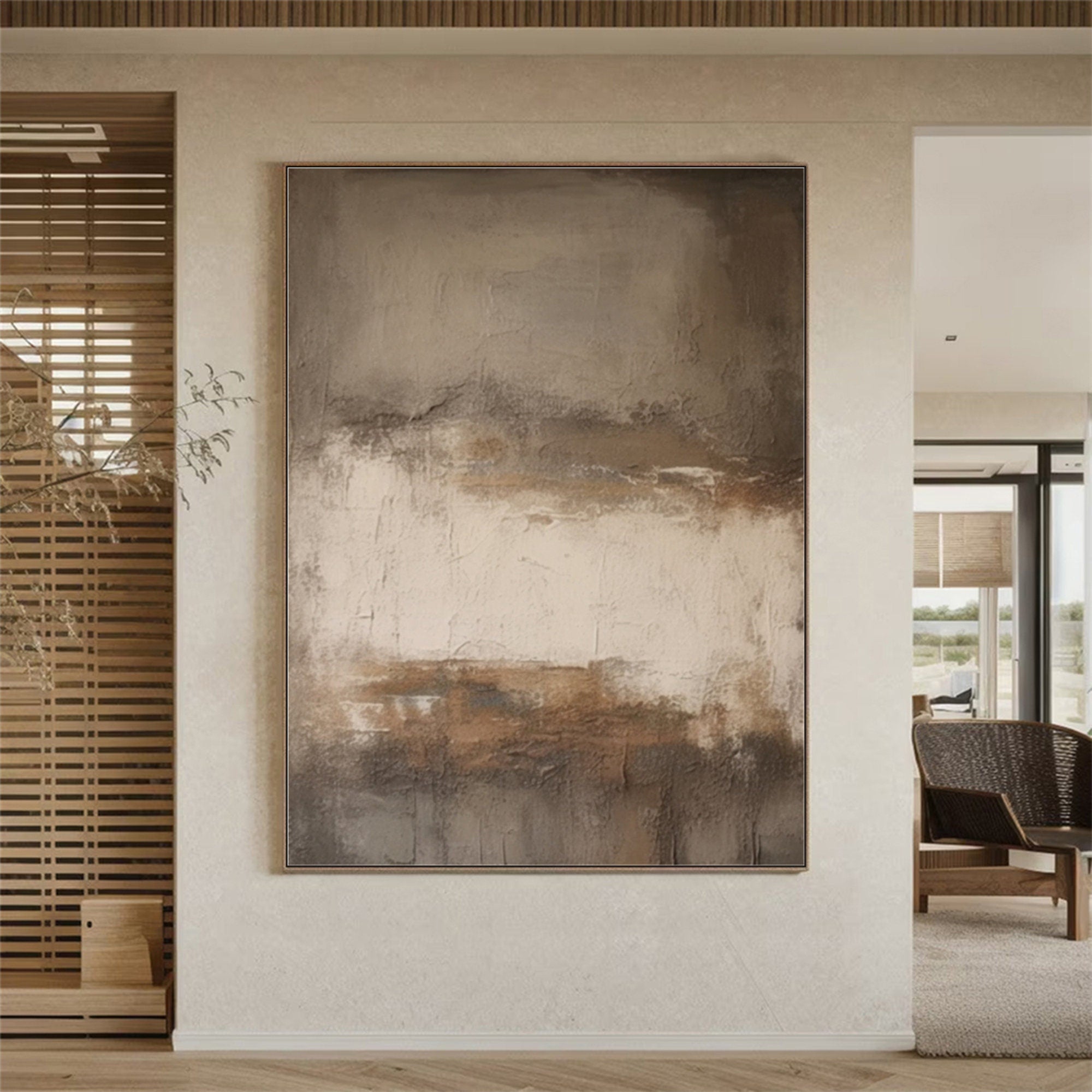 Desert Haze – Large Minimalist Abstract Textured Canvas Wall Art for Modern Living Room