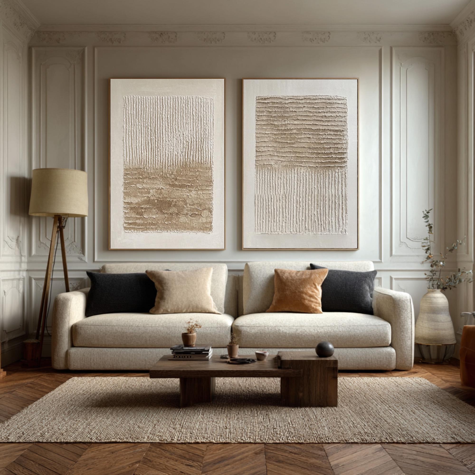 Earthbound Lines – Minimalist Textured Abstract Wall Art Set for Modern Living Room