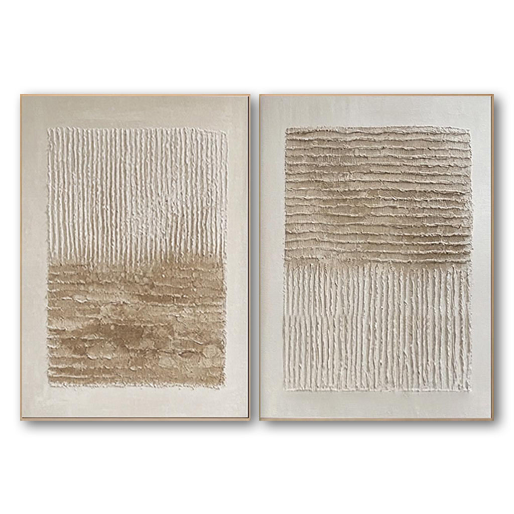 Earthbound Lines – Minimalist Textured Abstract Wall Art Set for Modern Living Room