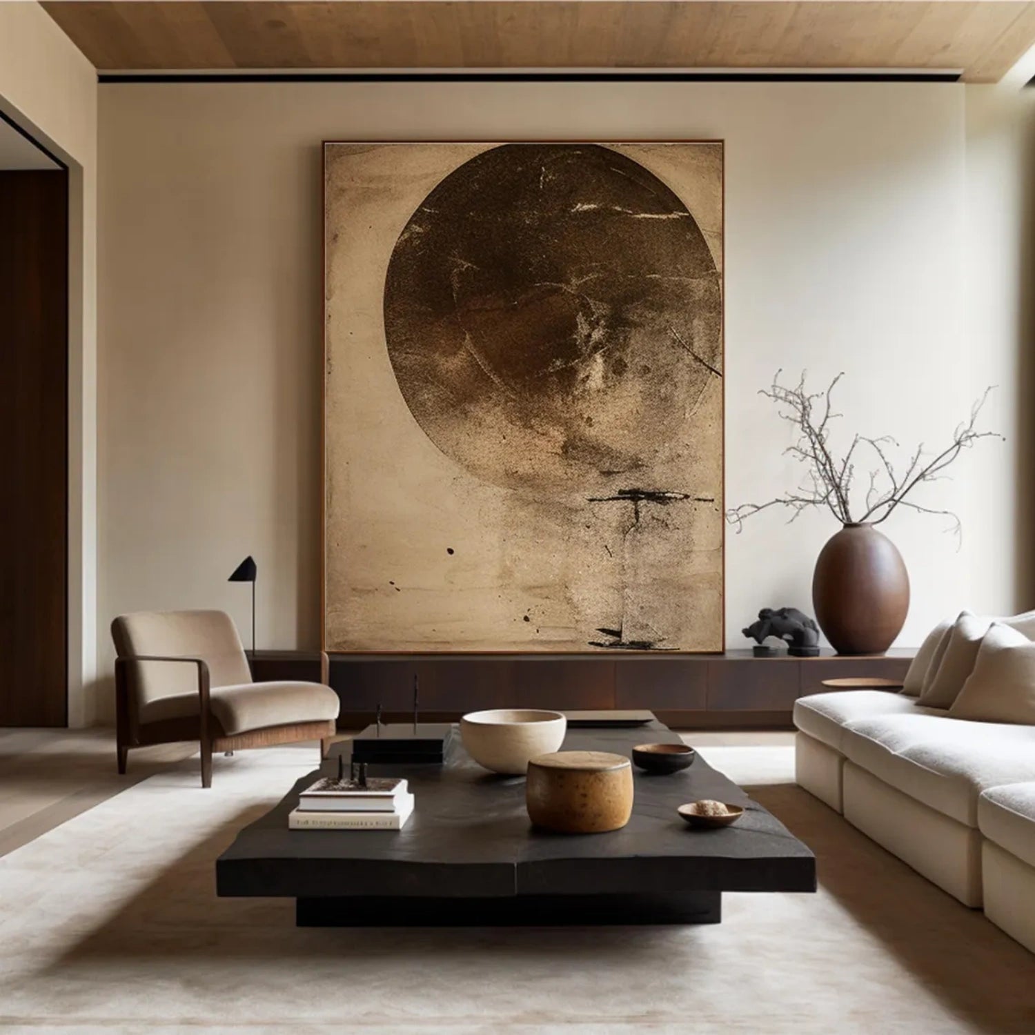 Earthen Silence – Textured Abstract Wall Art with Organic Minimalist Form