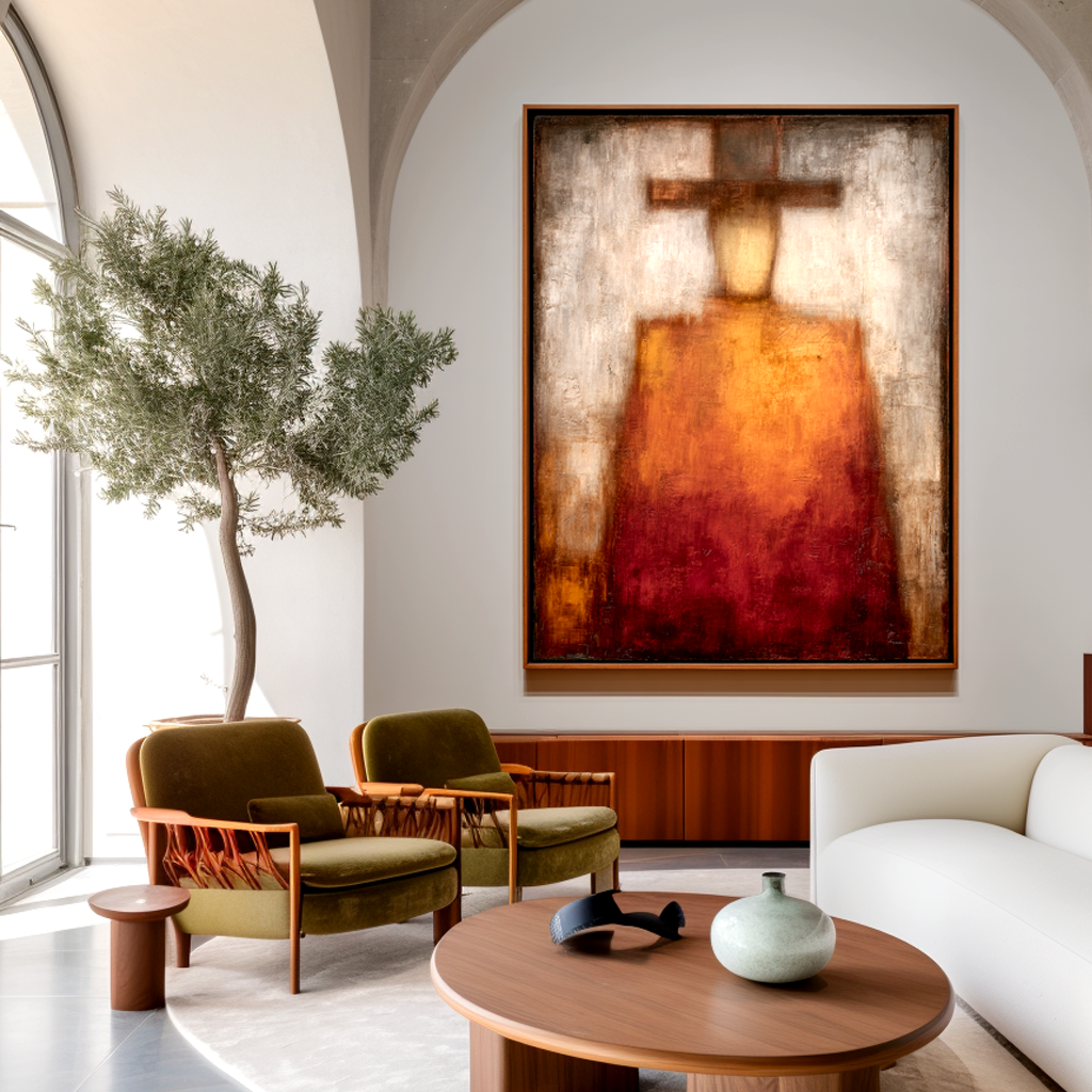 Eternal Silhouette – Abstract Figure Wall Art Warm Earth Tone Oil Painting