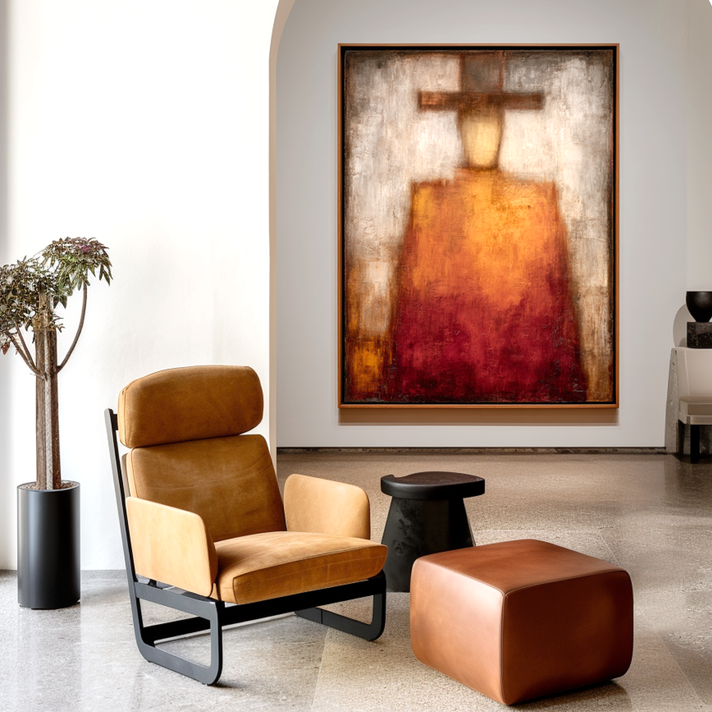 Eternal Silhouette – Abstract Figure Wall Art Warm Earth Tone Oil Painting