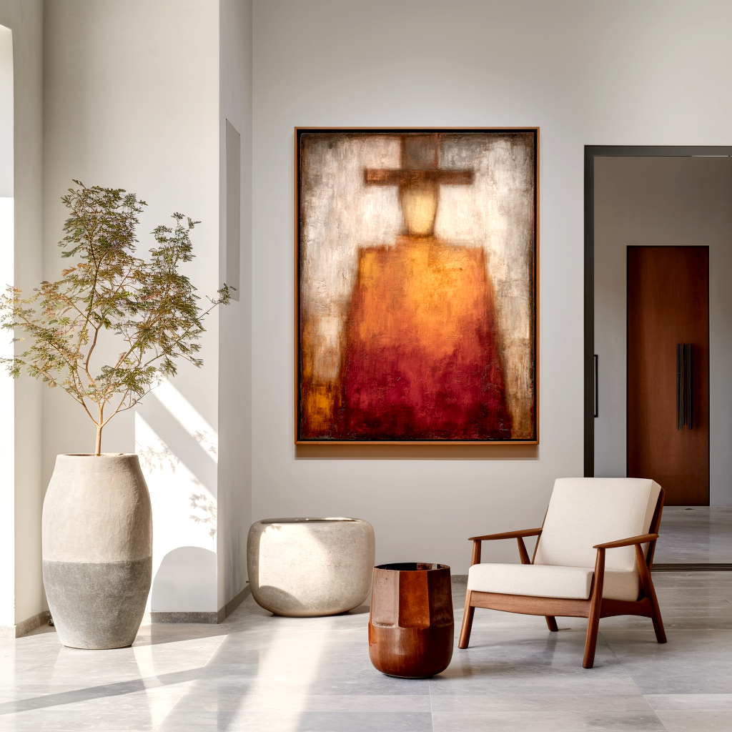 Eternal Silhouette – Abstract Figure Wall Art Warm Earth Tone Oil Painting