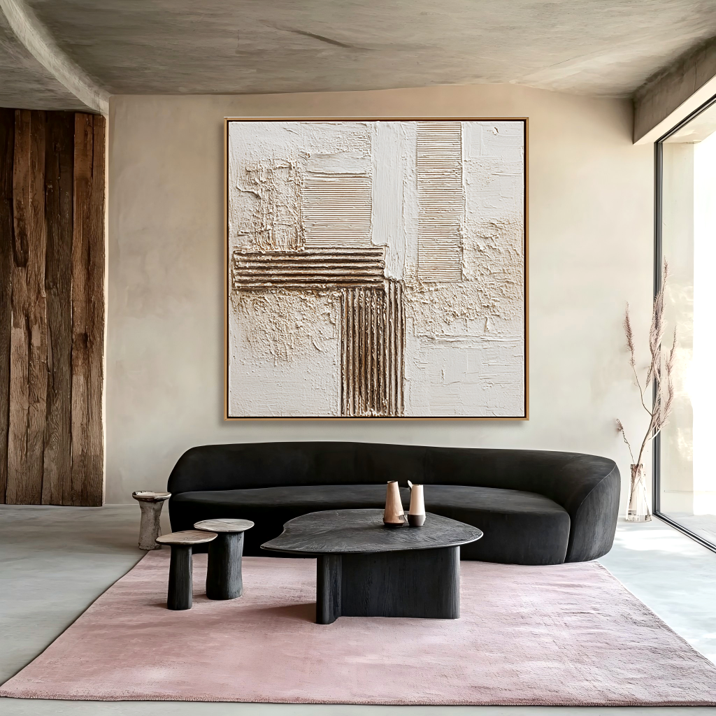 Balanced Stillness – Wabi-Sabi Textured Abstract Wall Art