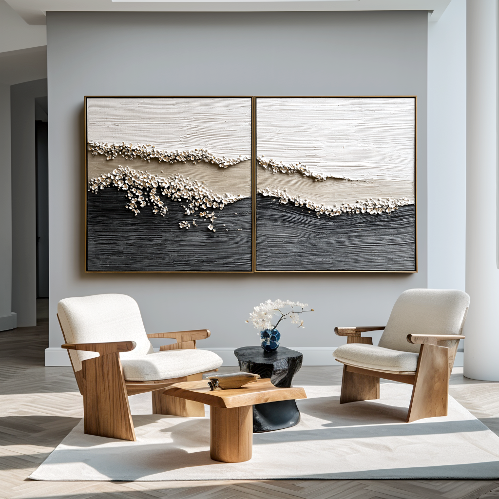 Coastal Bliss – Hand-Painted Textured Ocean Canvas Art