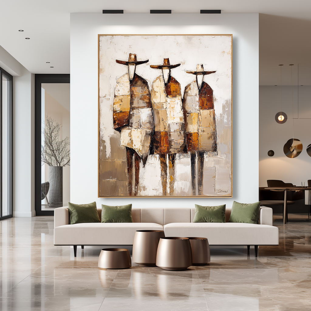 Desert Assembly – Modern Southwestern Abstract Figure Wall Art – Textured Oil Painting