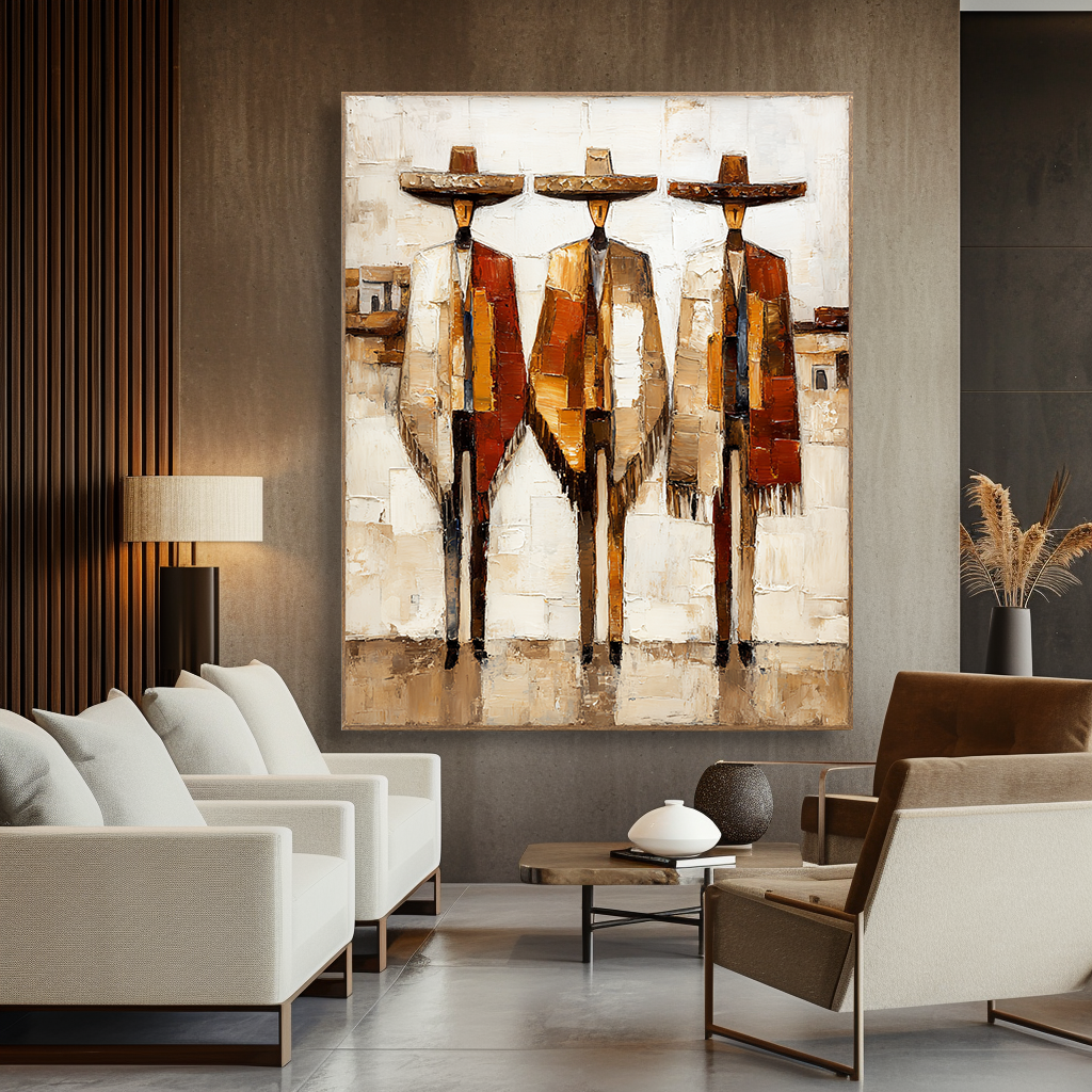 Desert Passage – Modern Southwestern Figure Painting – Textured Western Wall Art