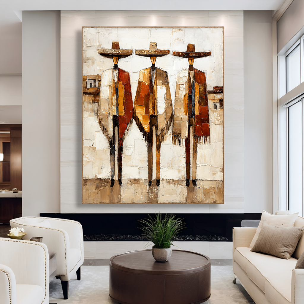 Desert Passage – Modern Southwestern Figure Painting – Textured Western Wall Art