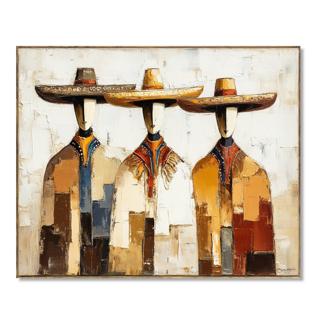 Desert Trio – Southwestern Abstract Figure Wall Art – Textured Oil Painting