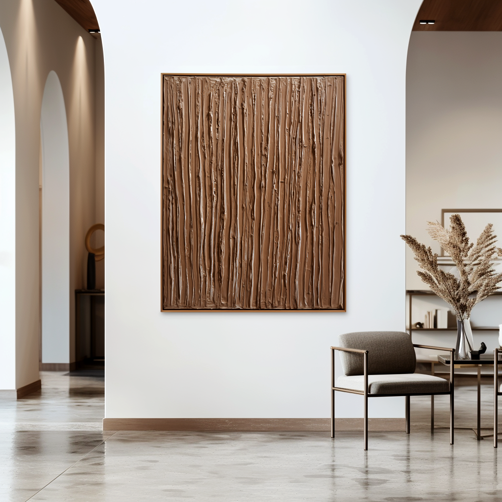 Earthbound Lines – Vertical Textured Minimal Wall Art