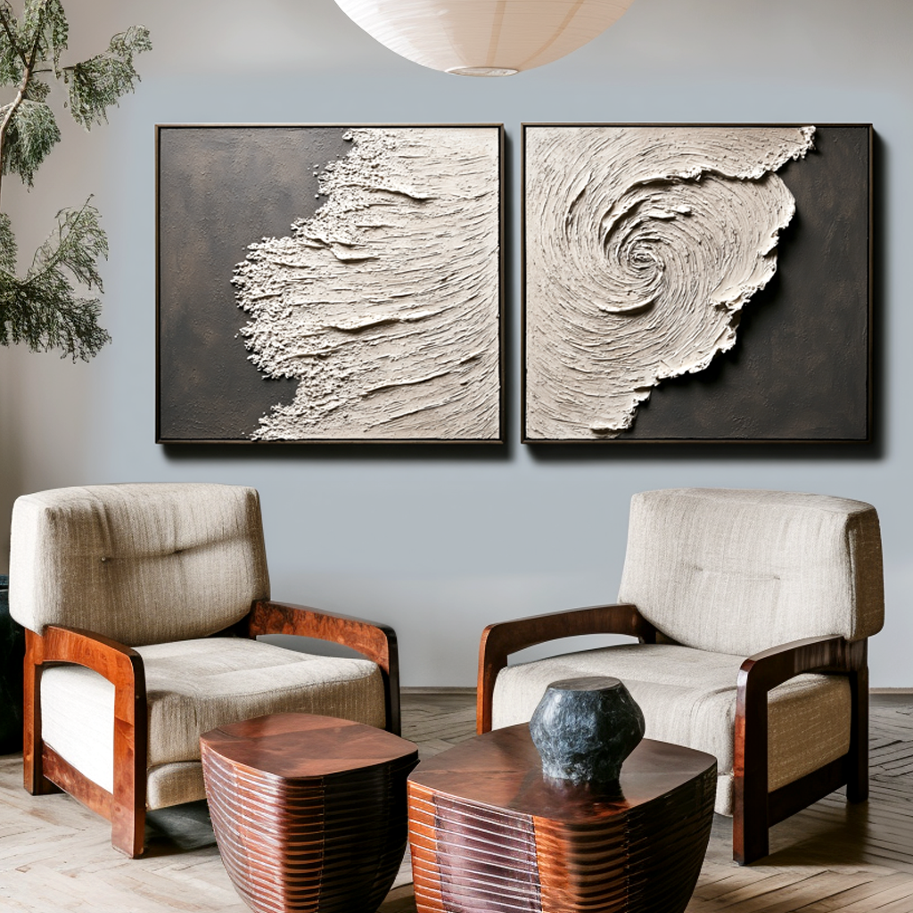 Erosion in Motion – Textured Abstract Diptych Wall Art