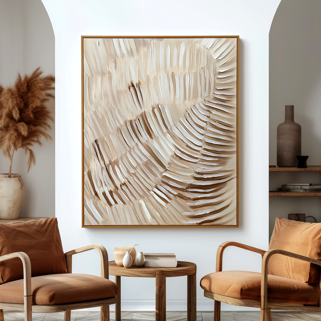 Gentle Currents – Wabi-Sabi Textured Abstract Wall Art