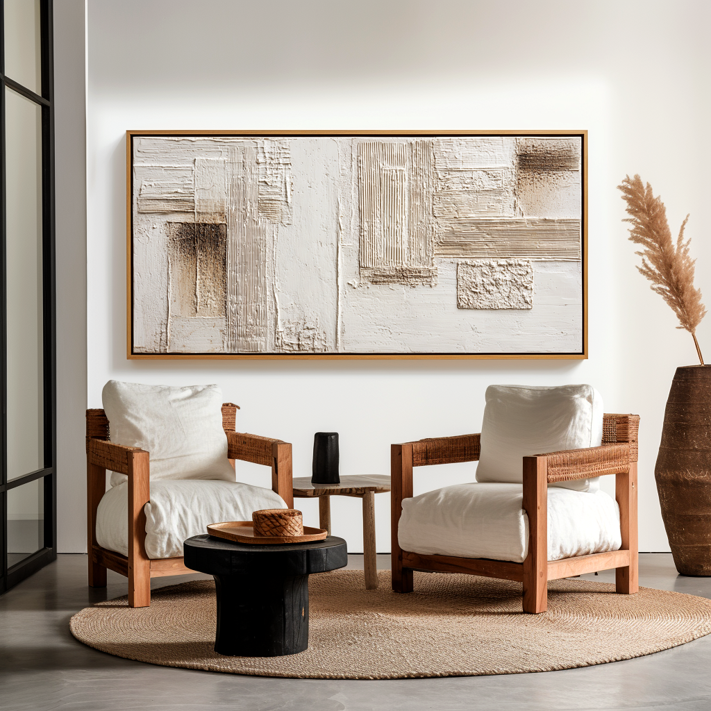 Intervals of Calm – Wabi-Sabi Textured Abstract Wall Art