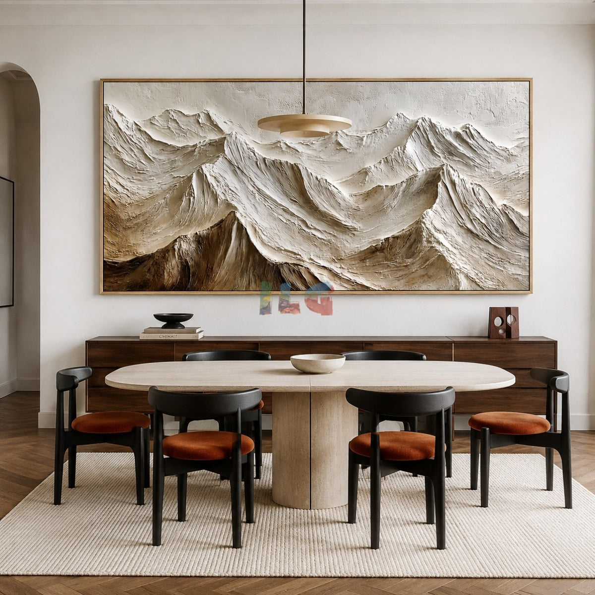 Ivory Alpine Relief – Abstract Mountain Textured Wall Art
