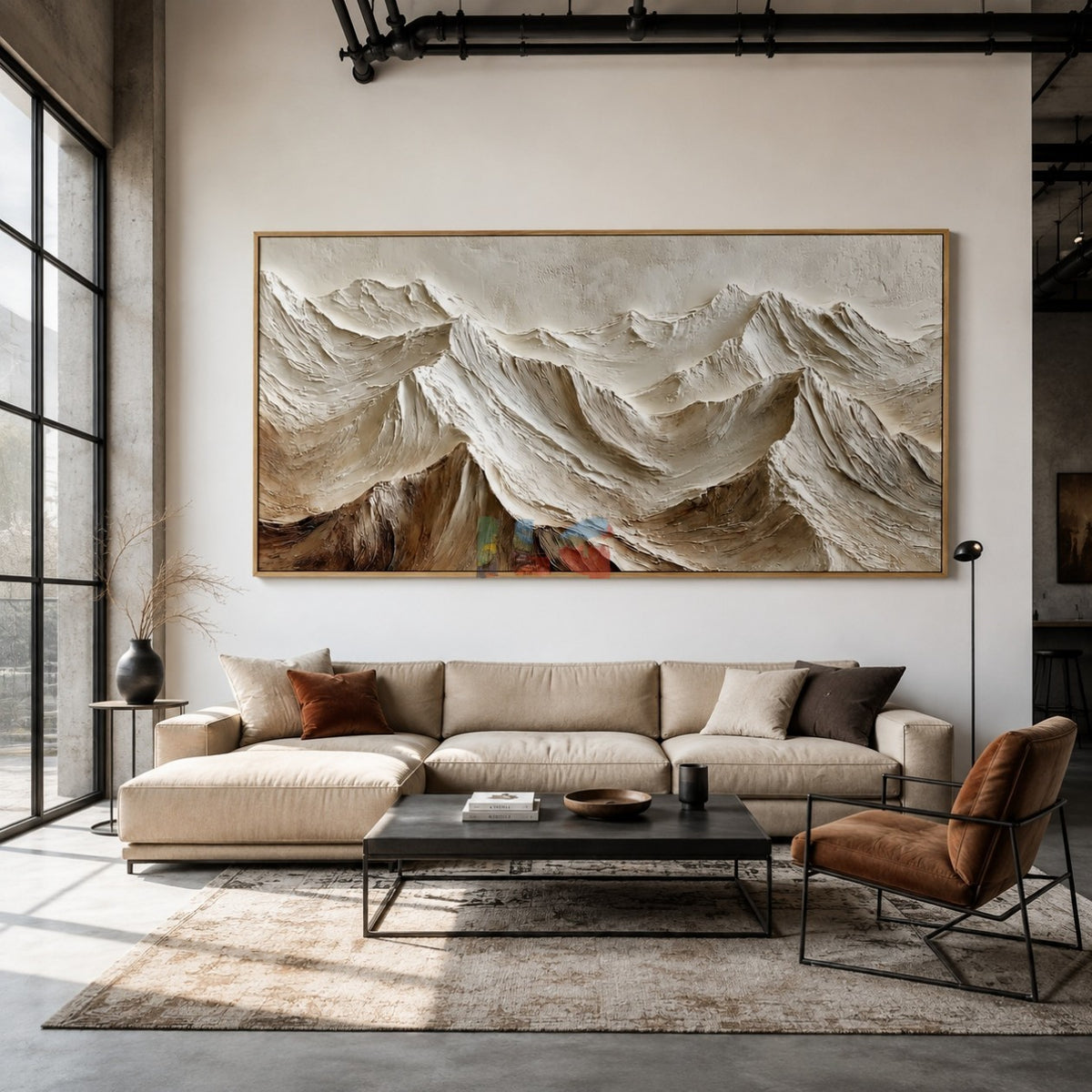 Ivory Alpine Relief – Abstract Mountain Textured Wall Art