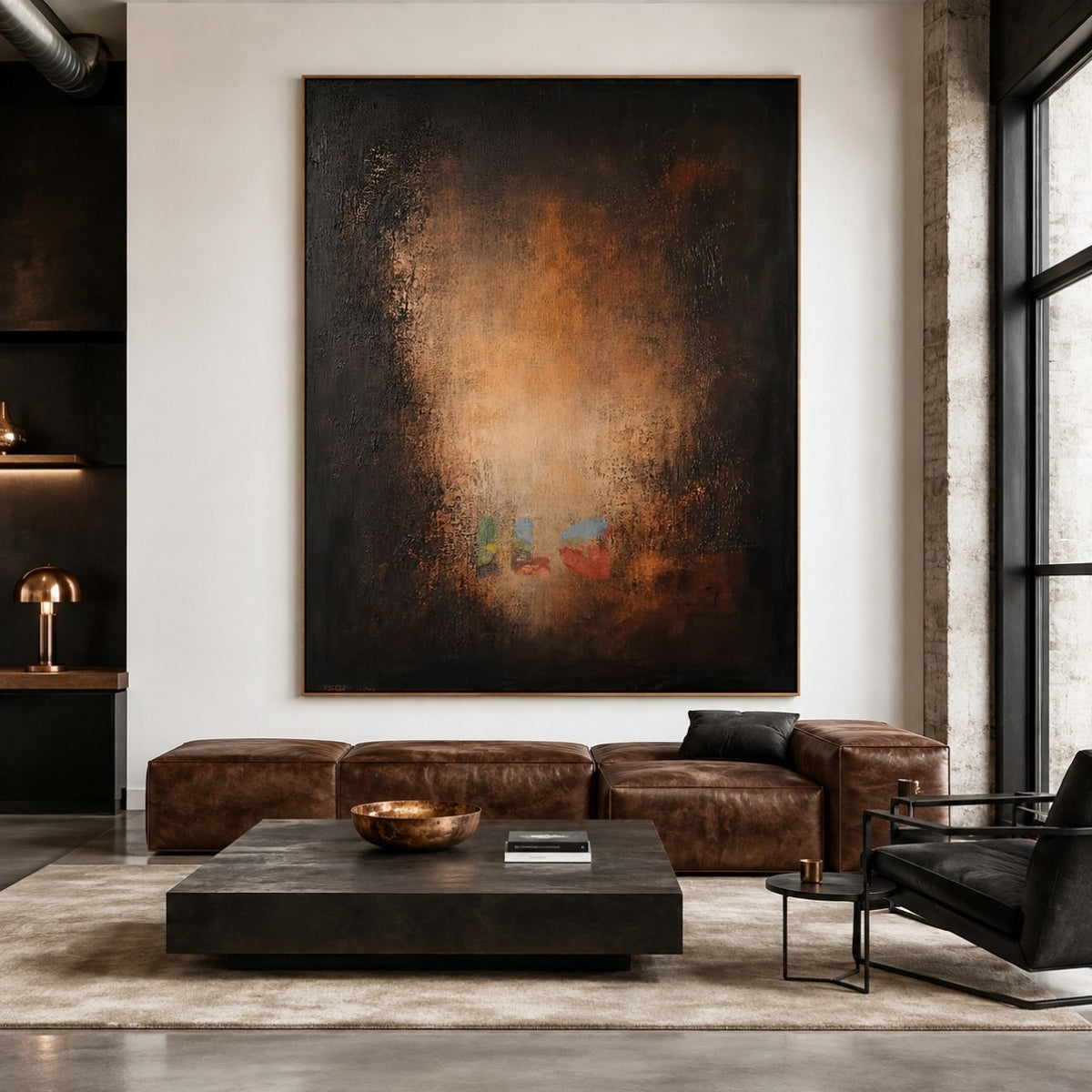 Midnight Amber Passage – Abstract Organic Textured Wall Art