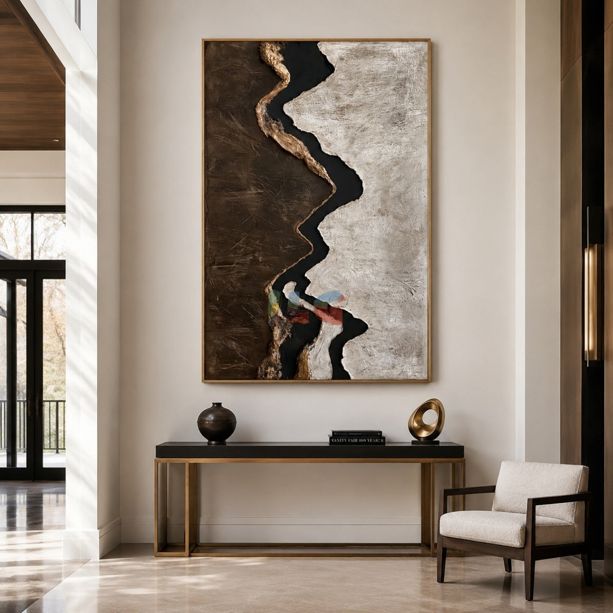 Midnight Ravine Trace – Abstract Organic Textured Wall Art